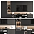 Modern Black and Wood TV Wall 3D model small image 1