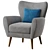 Modern Wilson Accent Chair with Light Legs 3D model small image 1