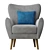 Modern Wilson Accent Chair with Light Legs 3D model small image 2