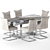 Sleek 10-Piece Modern Dining Set 3D model small image 1