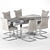 Sleek 10-Piece Modern Dining Set 3D model small image 2