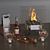 Elegant Cognac Table Fireplace 3D model small image 5