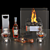 Elegant Cognac Table Fireplace 3D model small image 8
