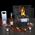 Elegant Cognac Table Fireplace 3D model small image 14