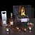 Elegant Cognac Table Fireplace 3D model small image 15