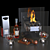 Elegant Cognac Table Fireplace 3D model small image 16