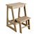 Natural Oak Curved Top Stool 3D model small image 1