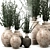 Handcrafted Clay Vases with Eucalyptus 3D model small image 5