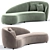 Euforia Montbel Curved Sofa: Exquisite Comfort and Modern Design 3D model small image 1