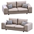Modern Leather Low Land Sofa 3D model small image 2