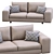 Modern Leather Low Land Sofa 3D model small image 3