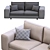Modern Leather Low Land Sofa 3D model small image 5