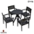 Elegant Black Wood Outdoor Dining Set 3D model small image 1