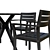 Elegant Black Wood Outdoor Dining Set 3D model small image 4