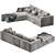 Elegant Realm Modular Sofa 3D model small image 4