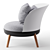 Cherry Gray Armchair with Ottoman 3D model small image 3