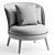 Cherry Gray Armchair with Ottoman 3D model small image 5