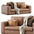 Elegant Alhambra Leather Sofa 3D model small image 1