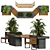 Modern Bench and Plant Set 3D model small image 1