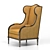Elegant Wingback Chair: Fabulous Fabric & Wooden Frame 3D model small image 1