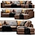 Elegant Mauro Leather Sectional Sofa 3D model small image 3
