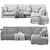 Elegant Mauro Leather Sectional Sofa 3D model small image 5