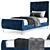 Luxury Zara Velvet Twin Bed 3D model small image 1