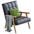 Sleek Leather Accent Chair 3D model small image 2