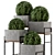 Rustic Outdoor Plants Set: Concrete Pot on Metal Shelf 3D model small image 5