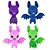 Color-changing Plush Bat Set (4pcs) 3D model small image 1