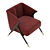 Elegant Velvet Lounge Armchair 3D model small image 2