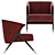 Elegant Velvet Lounge Armchair 3D model small image 3