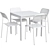 Modern White Dining Set - Table & Chairs 3D model small image 1