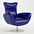 Contemporary Navy Leather Lounge Chair 3D model small image 3
