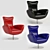 Contemporary Navy Leather Lounge Chair 3D model small image 7