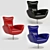 Contemporary Navy Leather Lounge Chair 3D model small image 10