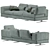 Blues Velvet Modular Sofa 3D model small image 2