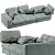 Blues Velvet Modular Sofa 3D model small image 4