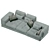 Blues Velvet Modular Sofa 3D model small image 5