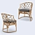 Coastal Coraline Rattan Dining Chair 3D model small image 2