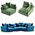 Luxury Neapol Corner Sofa 3D model small image 1