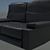 Compact Black Leather Sofa 3D model small image 2