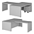 Executive Desk Set: Briefing Attachment & Movable Curbstone 3D model small image 3