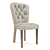 Vintage Carved Chair with Upholstered Seat 3D model small image 1