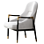 Elegant Brass Walnut Lounge Chairs 3D model small image 3