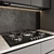 Sleek Gray and Black Kitchen 3D model small image 2