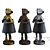 Adorable Monkey Trio: Brown, Gold, and Silver Table Lamp Set 3D model small image 1