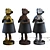 Adorable Monkey Trio: Brown, Gold, and Silver Table Lamp Set 3D model small image 4