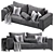 Modern Velvet Sofa 3D model small image 1