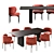 Minimalist Shiro Table & Akiko Chair Set 3D model small image 1